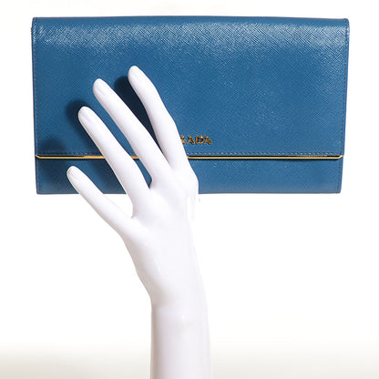 Prada Saffiano Metal Clutch Cobalto 2 of 9