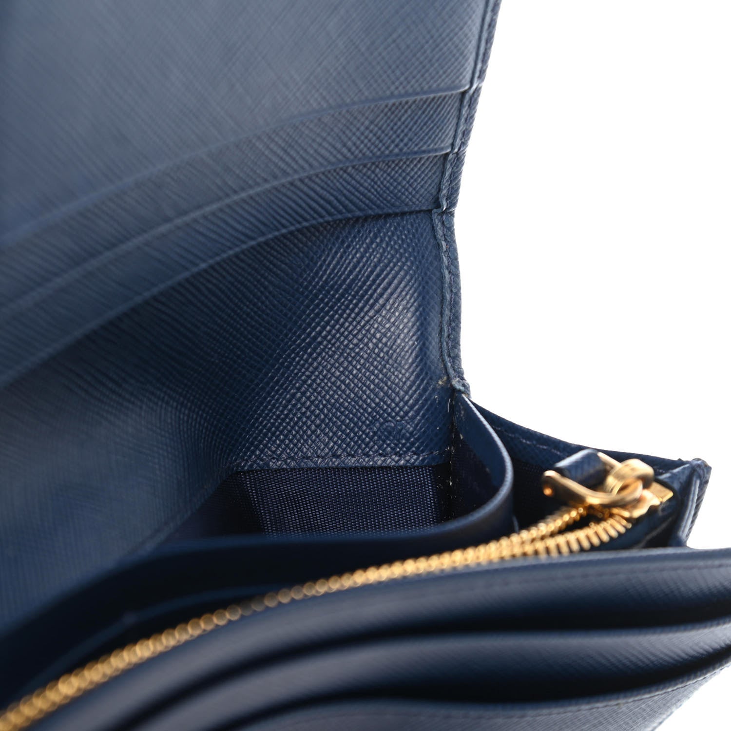 Prada Saffiano Metal Continental Flap Wallet Bleuette 8 of 9