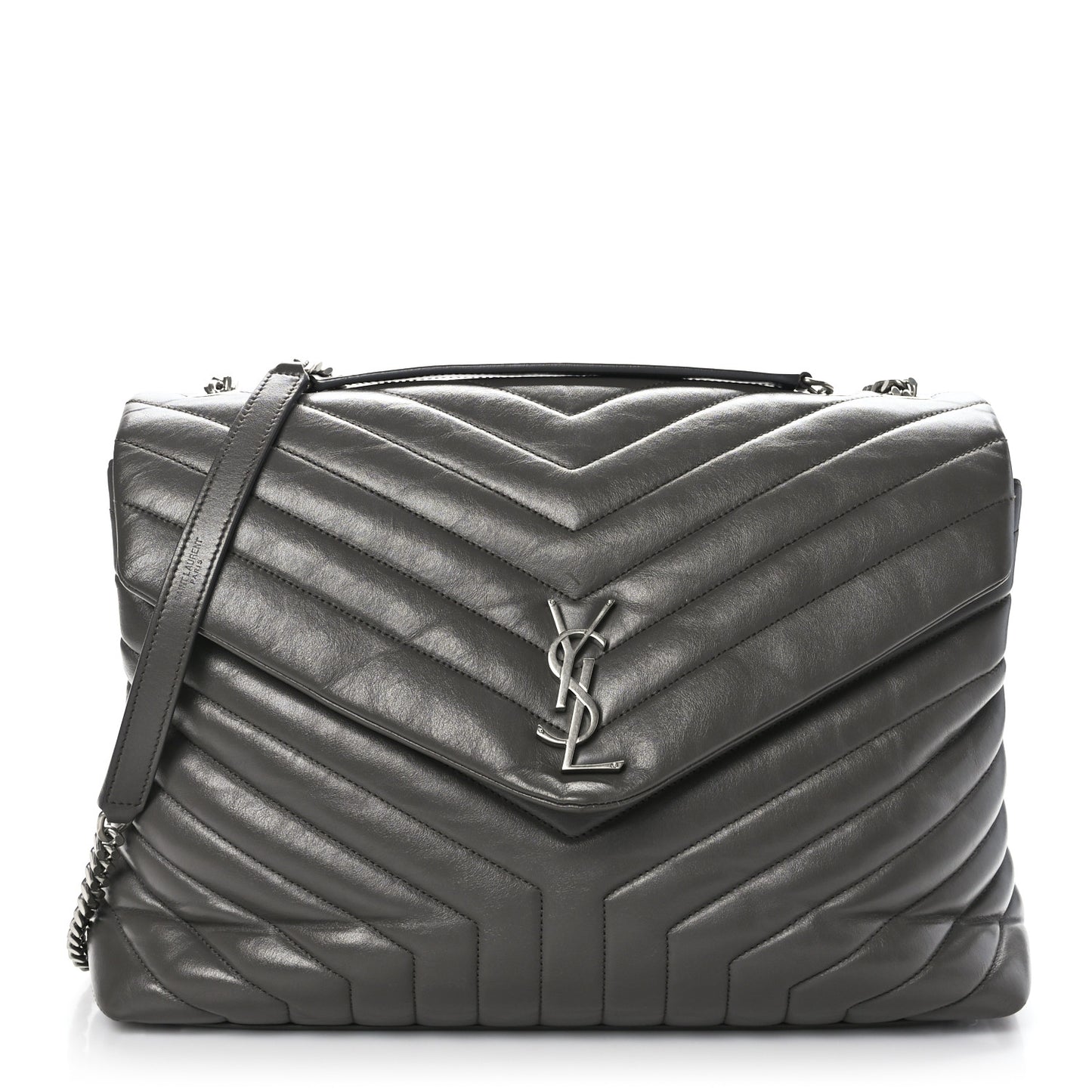 Calfskin Y Quilted Monogram Large Loulou Chain Satchel Earth