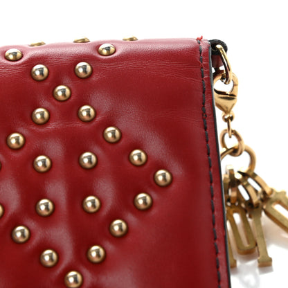 Christian Dior Lambskin Cannage Studded Lady Dior Card Holder Deep Red 10 of 15