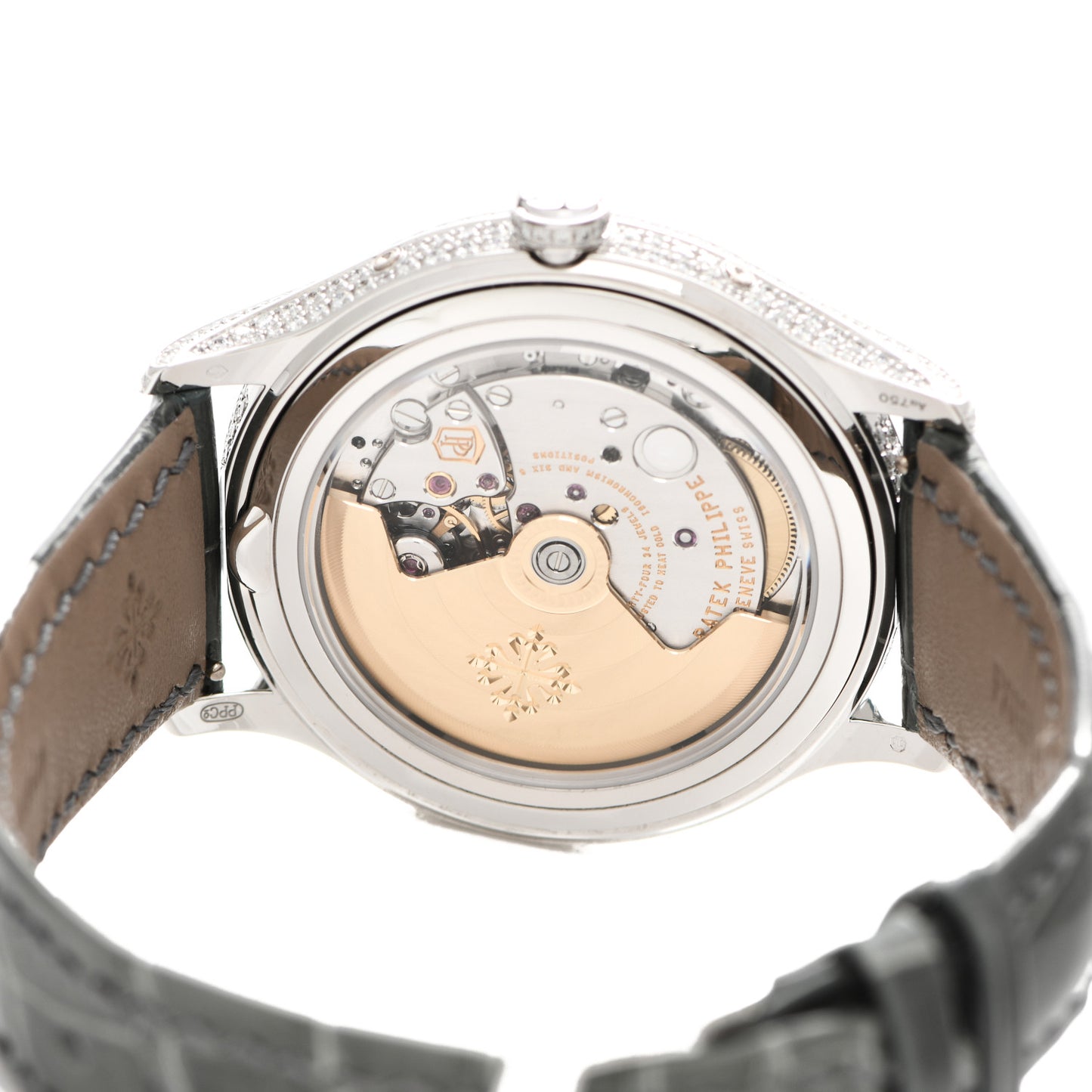 18K White Gold Alligator Diamond Mother of Pearl 38mm Annual Calendar Automatic Watch 4948G-010