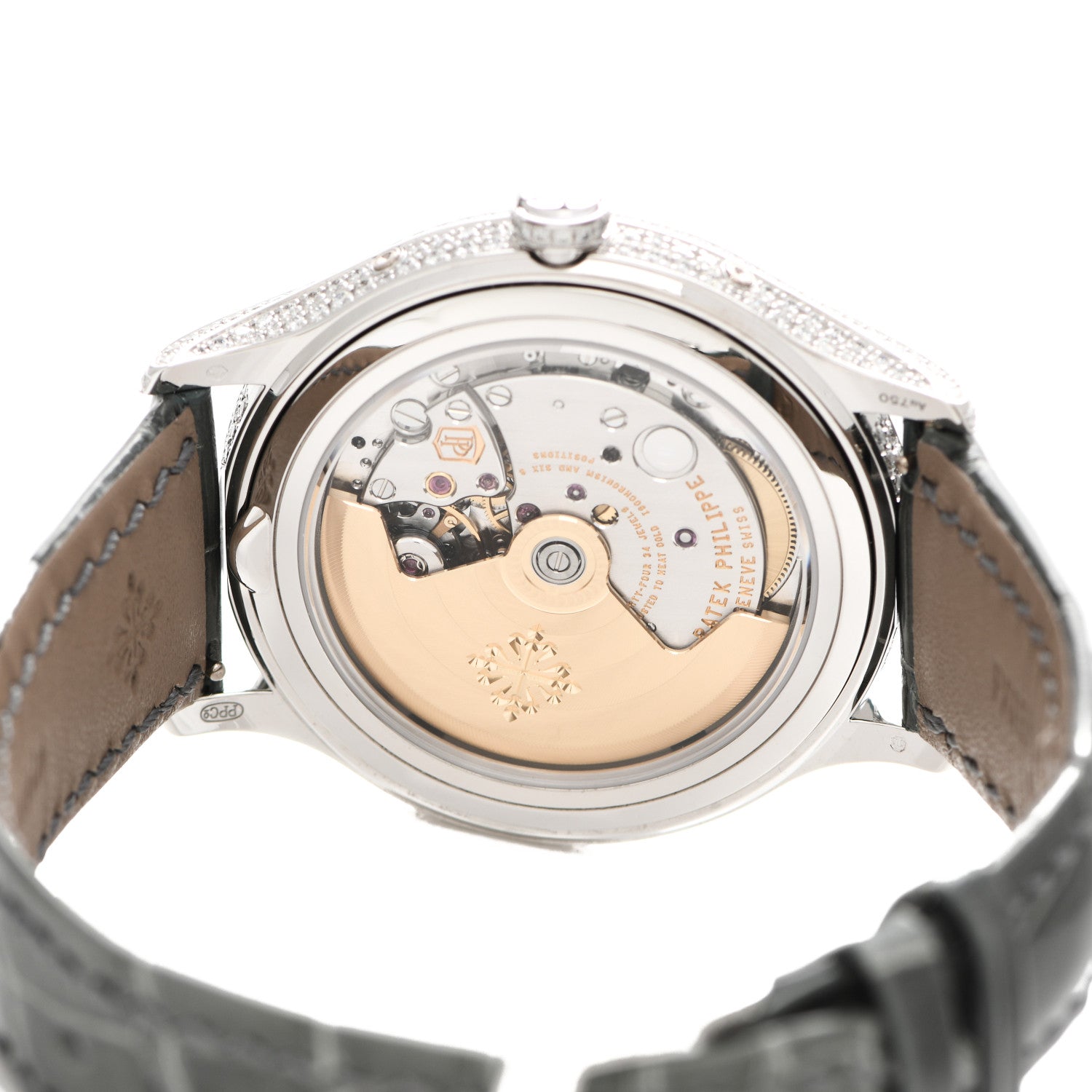 Patek Philippe 18K White Gold Alligator Diamond Mother of Pearl 38mm Annual Calendar Automatic Watch 4948G-010 4 of 5