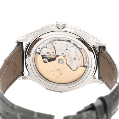 Patek Philippe 18K White Gold Alligator Diamond Mother of Pearl 38mm Annual Calendar Automatic Watch 4948G-010 4 of 5