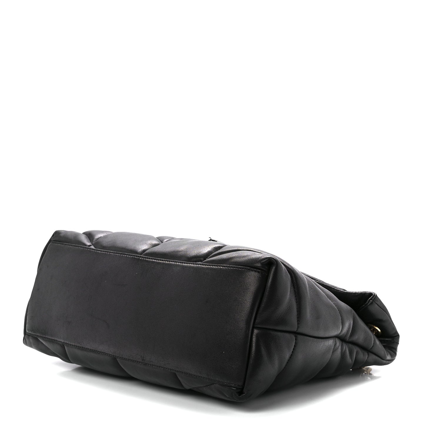 Lambskin Quilted Medium Loulou Puffer Monogram Chain Satchel Black