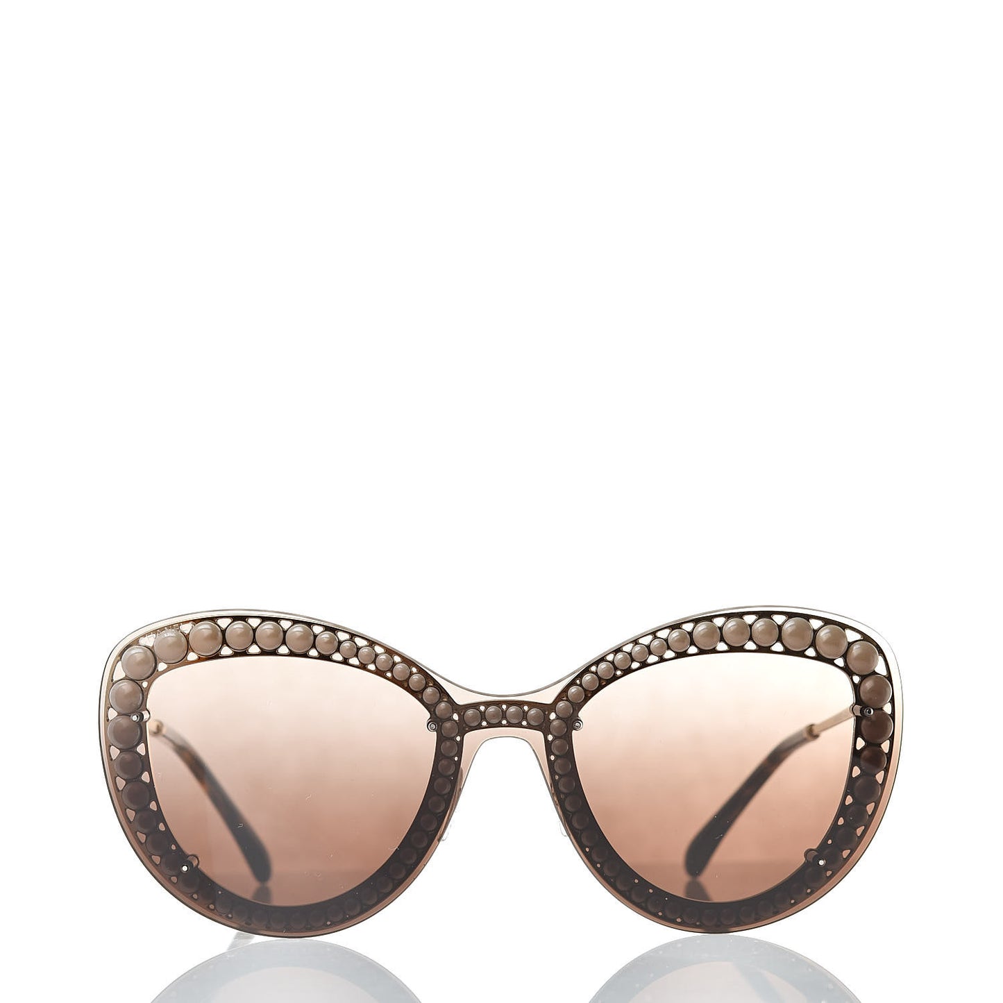Acetate Metal Pearl Butterfly Sunglasses 4236-H Brown