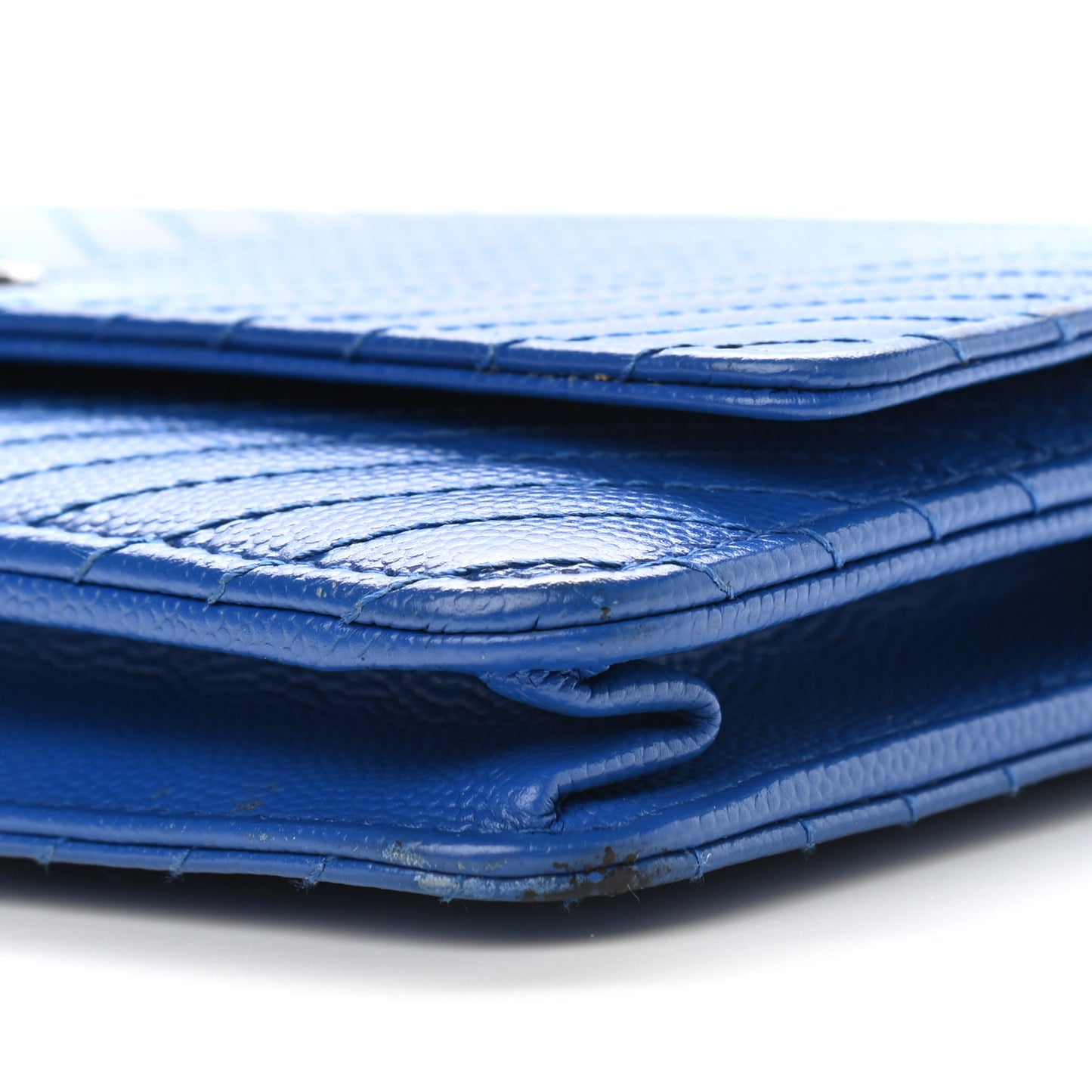 Caviar Chevron Quilted Wallet On Chain WOC Bright Blue