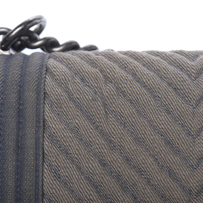 Chanel Denim Chevron Small Boy Flap Blue 14 of 16