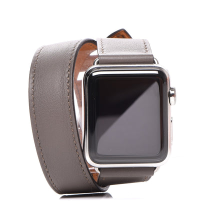 Hermes Swift 38mm Apple Watch Double Tour Etain 1 of 8
