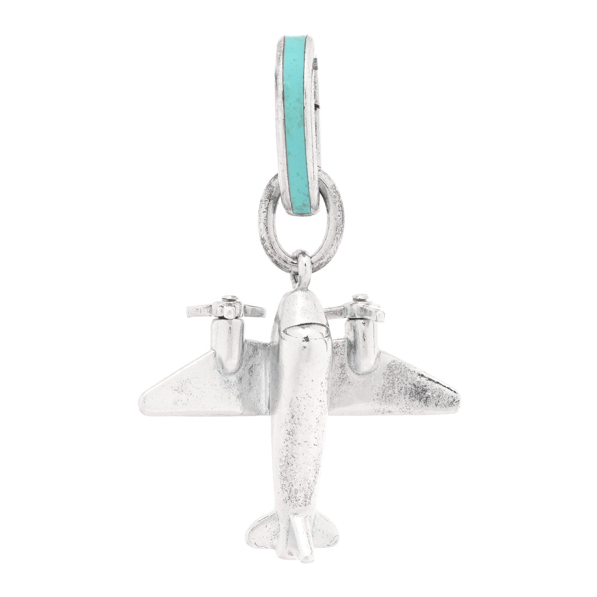 Tiffany Sterling Silver Enamel Airplane Oval Clasping Link Charm Blue 1 of 3