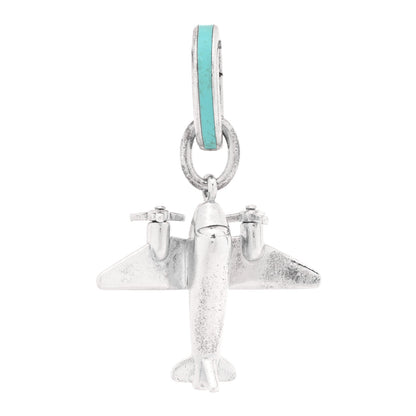 Tiffany Sterling Silver Enamel Airplane Oval Clasping Link Charm Blue 1 of 3