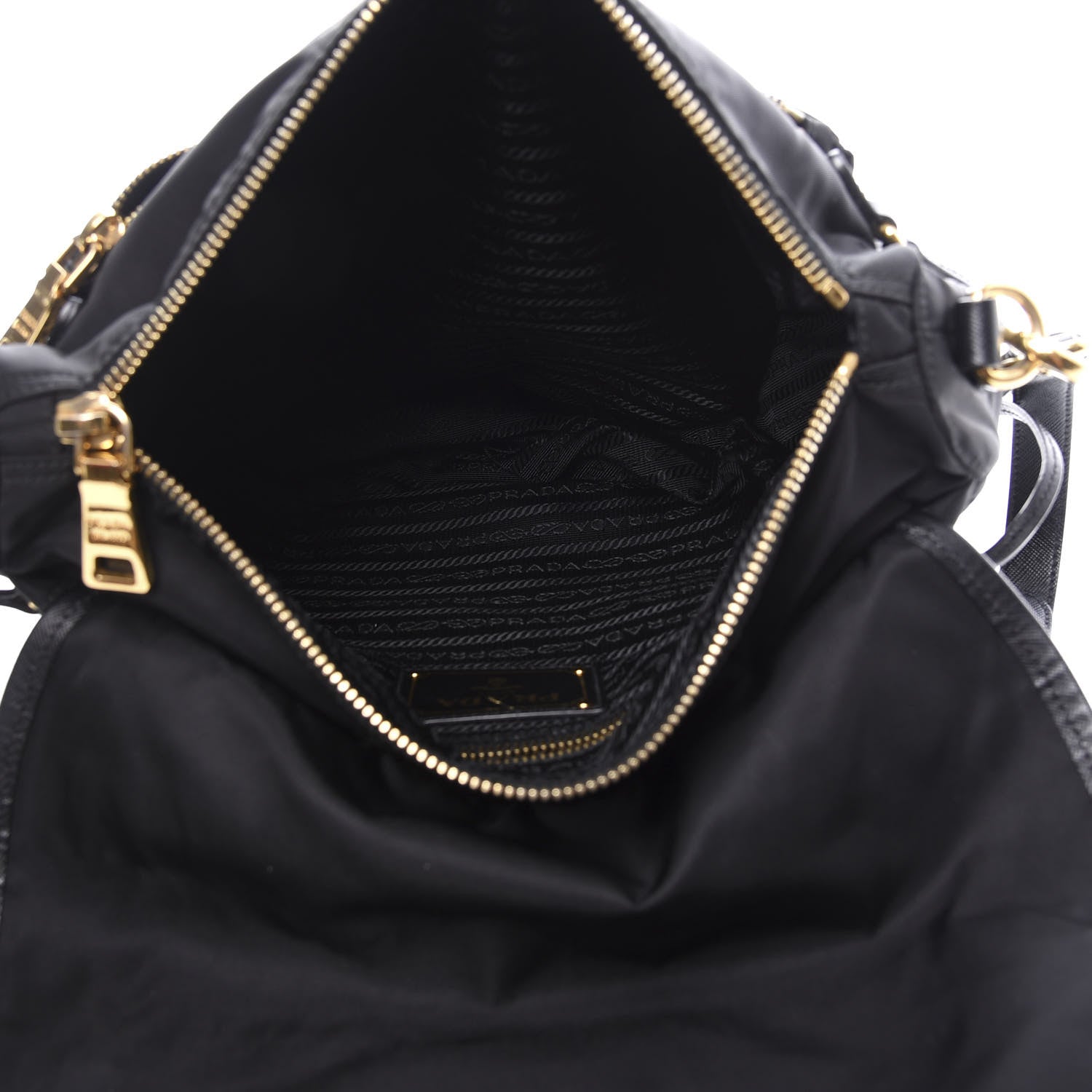 Prada Tessuto Nylon Saffiano Logo Messenger Bag Black 4 of 9