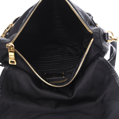Prada Tessuto Nylon Saffiano Logo Messenger Bag Black 4 of 9