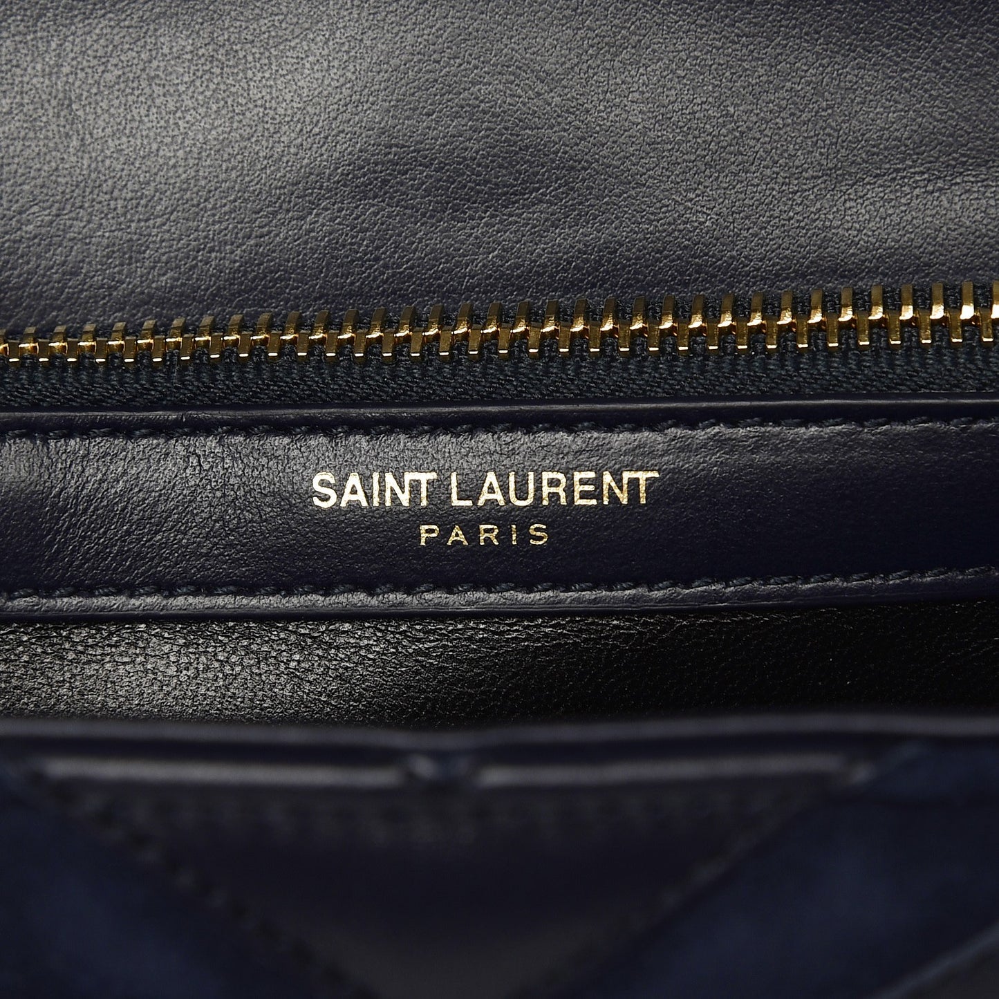 Calfskin Suede Matelasse Chevron Monogram Medium College Bag Marine