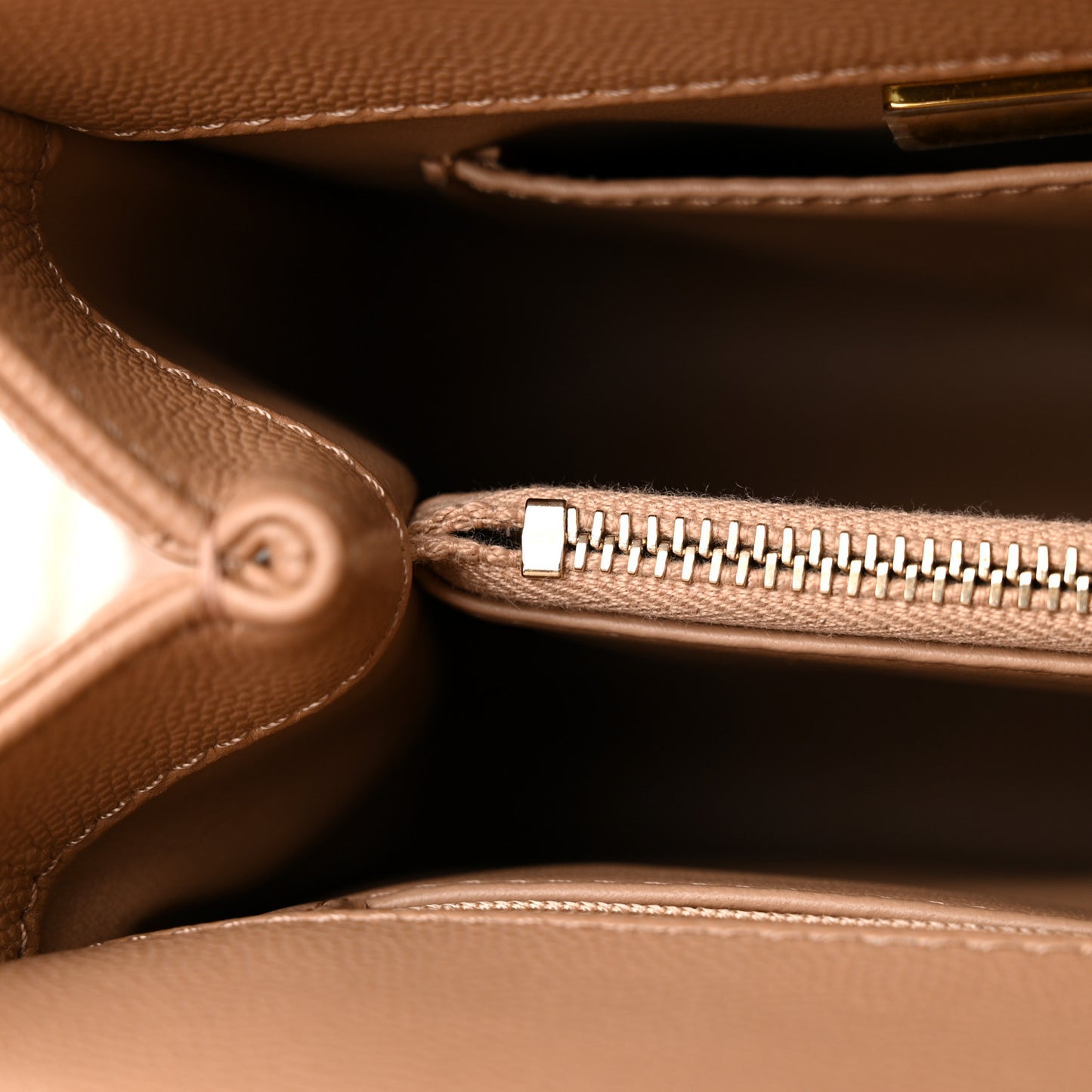 Caviar Quilted Small Coco Handle Flap Beige