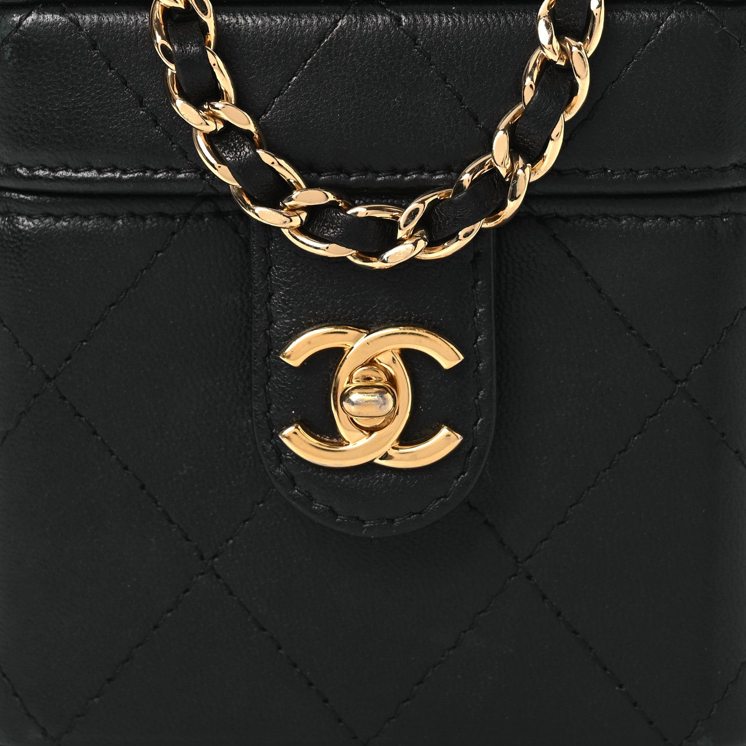 Chanel Lambskin Quilted Vanity Clutch With Chain Black 7 of 11