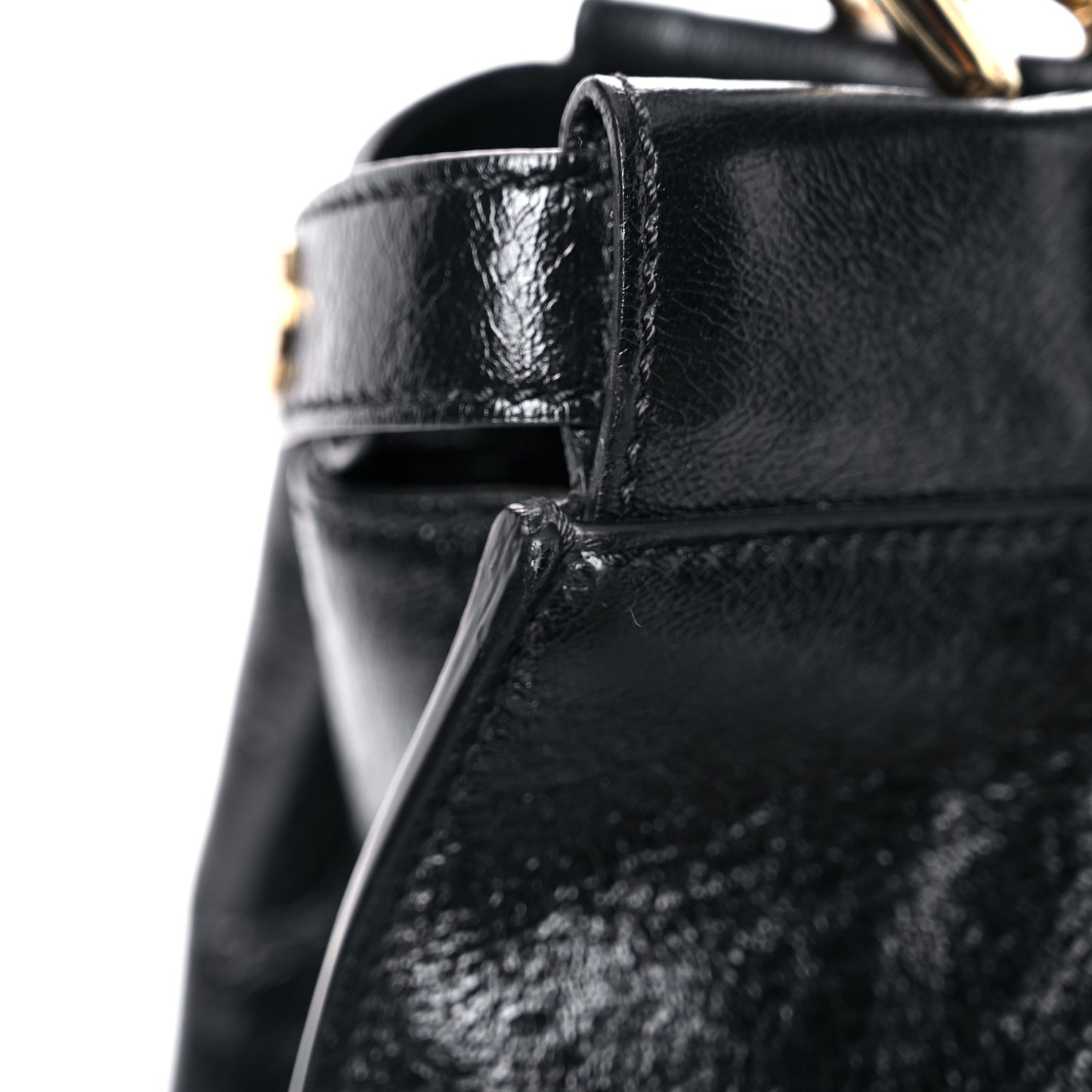 Agnello Old Shine Medium Peekaboo Iconic Satchel Black