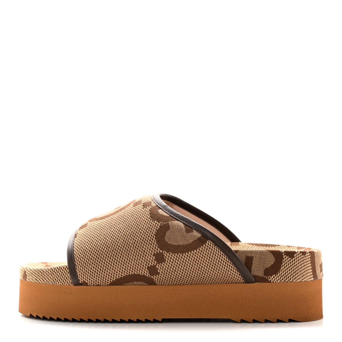 Monogram Jumbo GG Nappa Samoa Platform 40mm Slide Sandals 38 Camel Ebony New Acero