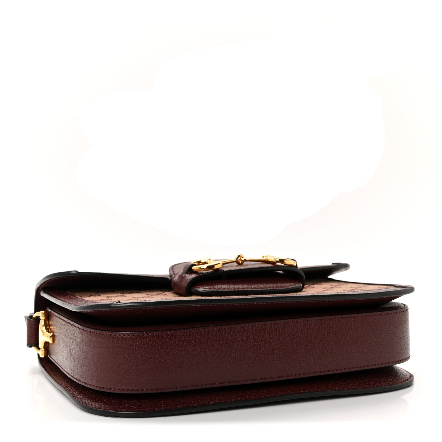 Gucci Monogram Textured Dollar Calfskin Horsebit 1955 Shoulder Bag Sahara Rubino Chardonnay 4 of 10