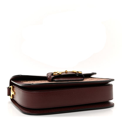Gucci Monogram Textured Dollar Calfskin Horsebit 1955 Shoulder Bag Sahara Rubino Chardonnay 4 of 10