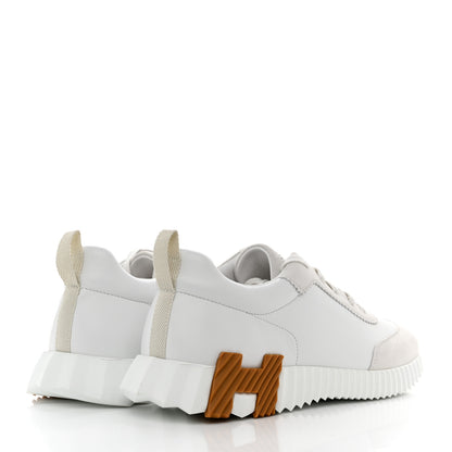 Hermes Technical Canvas Suede Goatskin Bouncing Sneakers 42 White Multicolor 4 of 8
