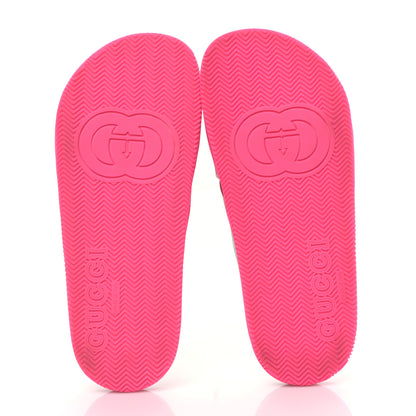 Gucci Rubber Web Womens Criss Cross Slide Sandals 40 Coral New Shamarock 5 of 8