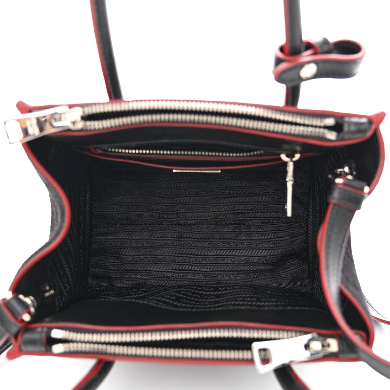 Prada Saffiano Bicolor Tote Black Fuoco 5 of 12