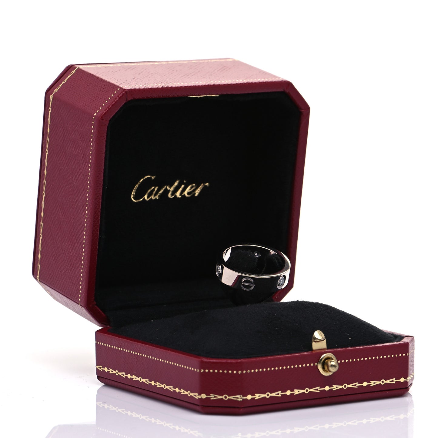 18K White Gold 3 Diamond 5.5mm LOVE Ring 57 8
