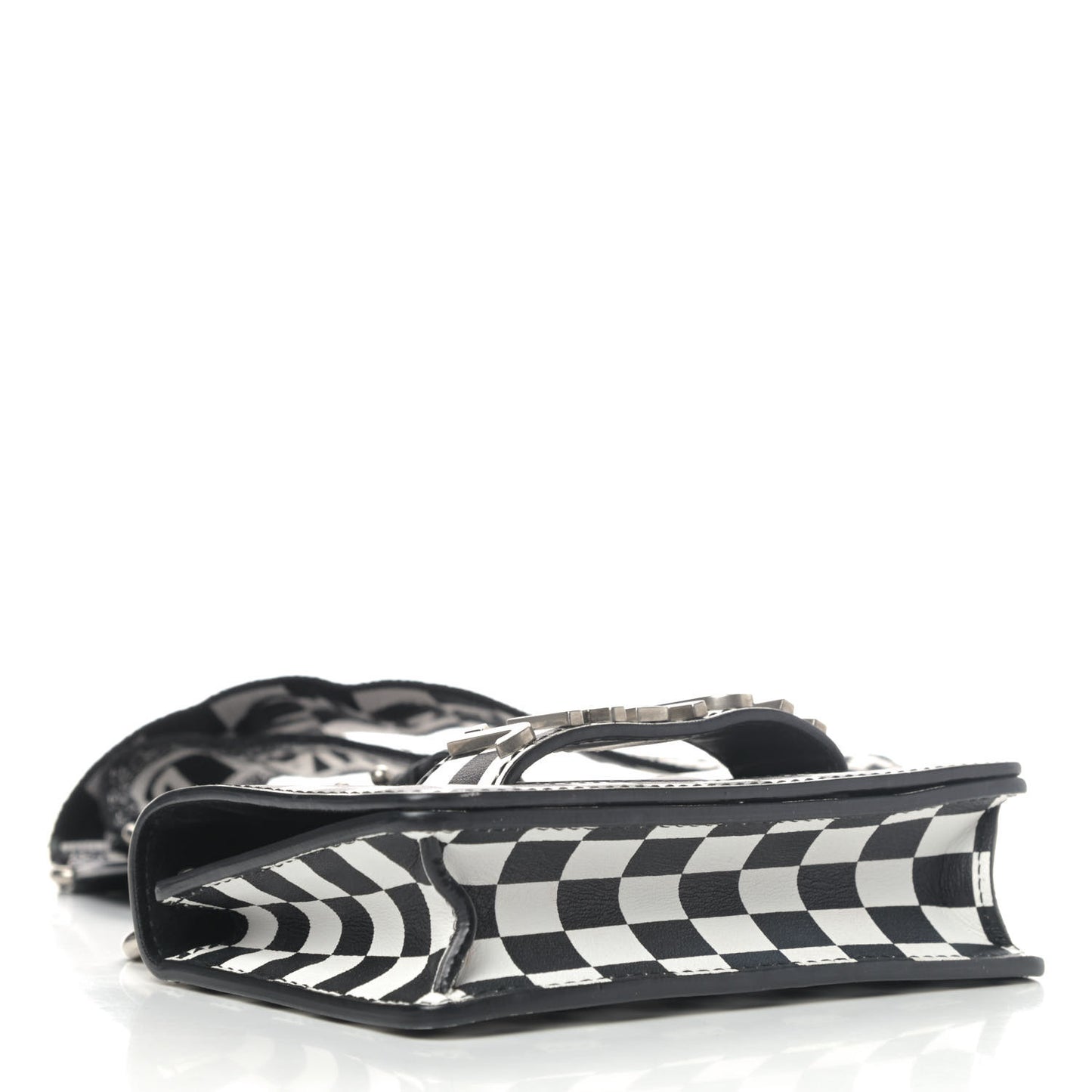 Calfskin Checkered Mini J'Adior Flap Bag Black White