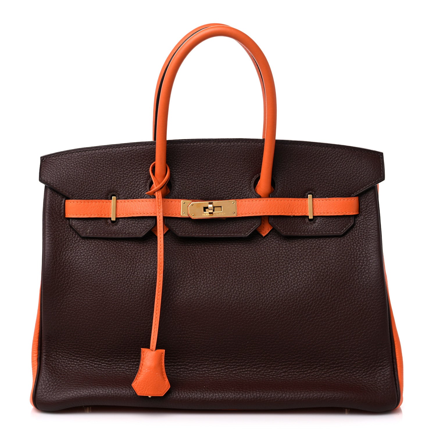Hermes Togo Bi-Color Birkin 35 Chocolate Orange 1 of 15