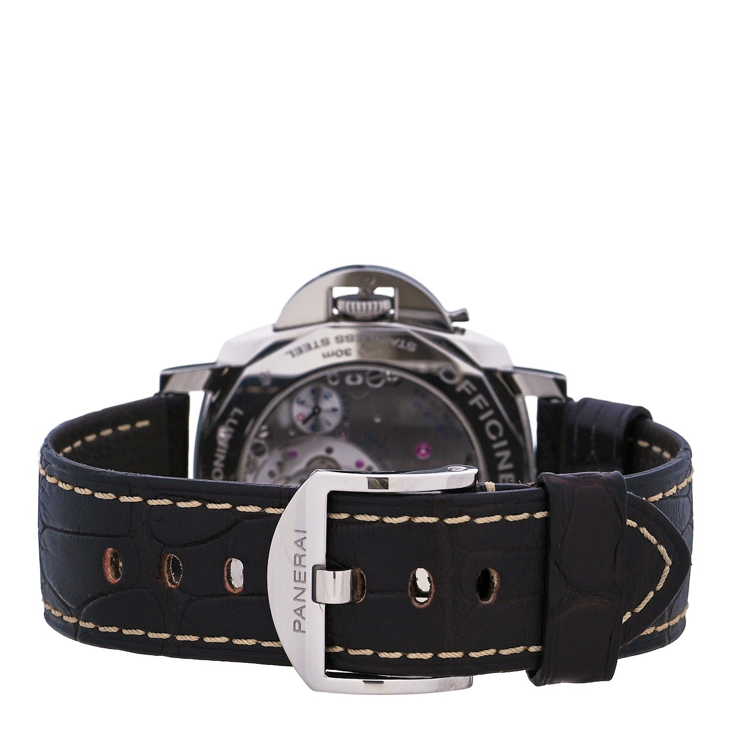 Panerai Stainless Steel Alligator 45mm Luminor Due 3 Day Power Reserve Automatic Watch Black PAM00943 4 of 5