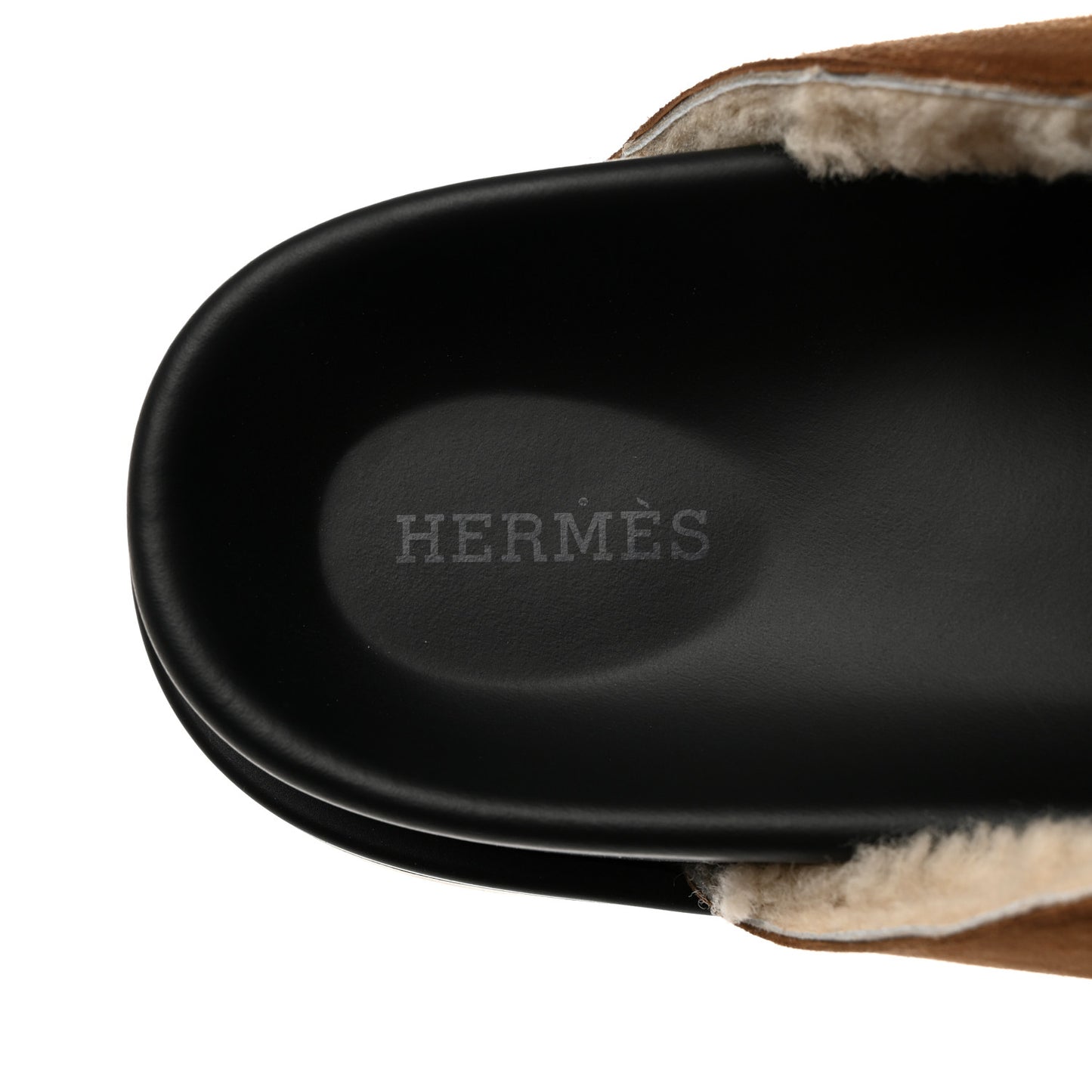 Suede Goatskin Shearling Go Mules 40 Brun Fume Ecru