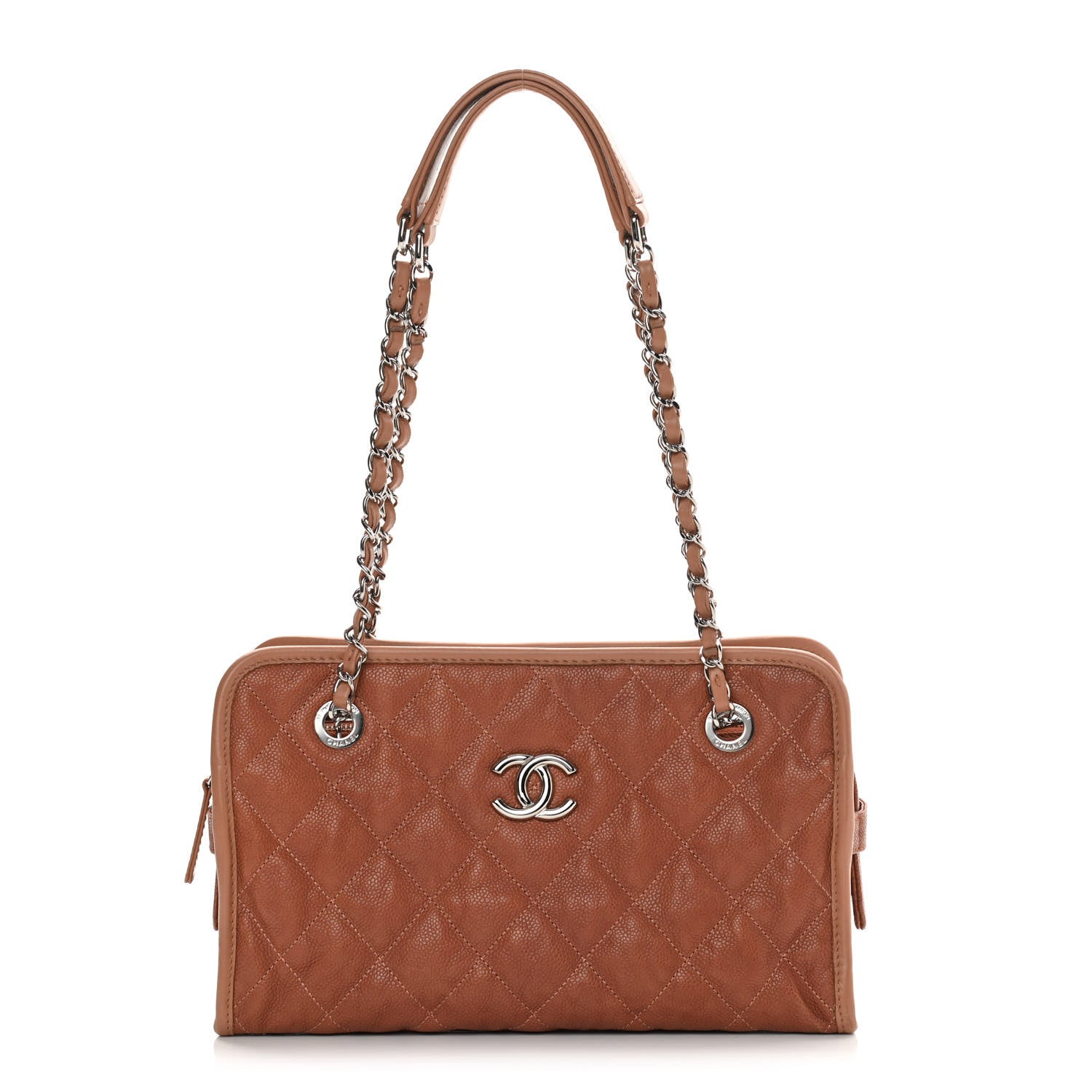 Chanel Caviar Quilted Small Casual Riviera Zip Shoulder Bag Brown 1 of 14