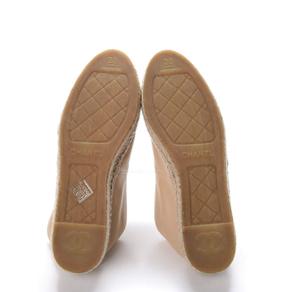 Chanel Lambskin CC Espadrilles 38 Beige Black 7 of 11