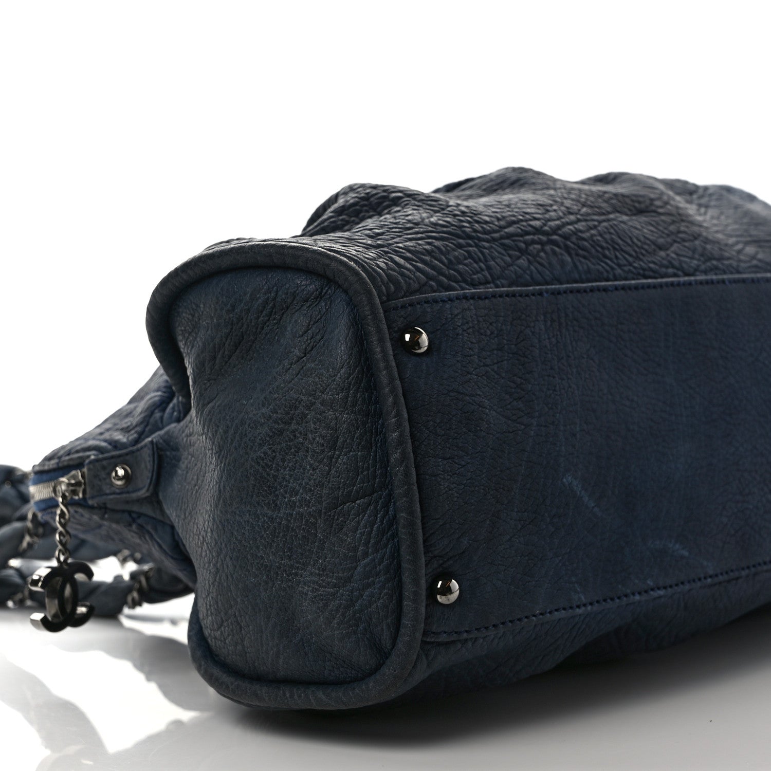 Chanel Distressed Lambskin Lady Braid Large Satchel Dark Blue 8 of 11