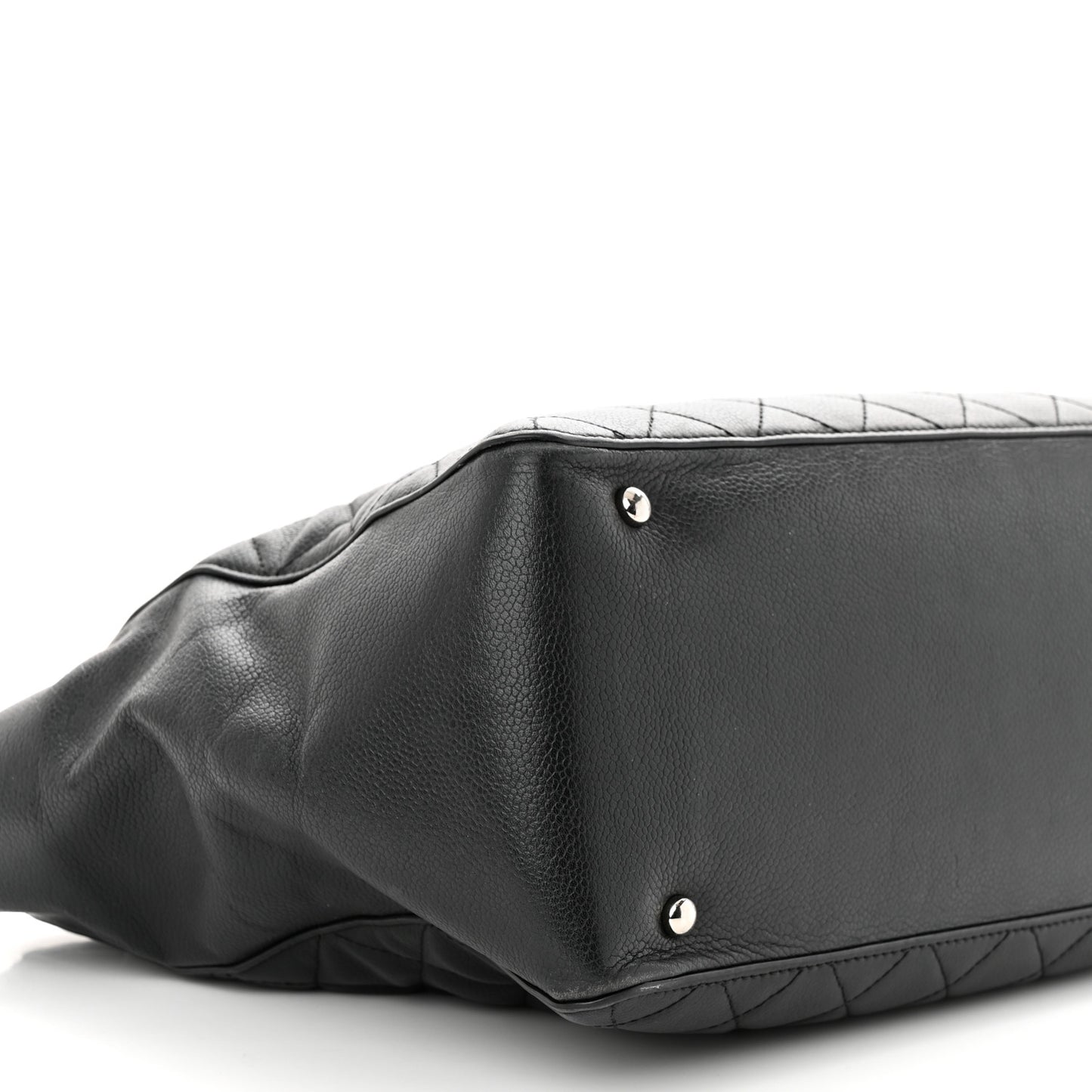 Caviar Quilted Large CC Box Shopping Tote Black