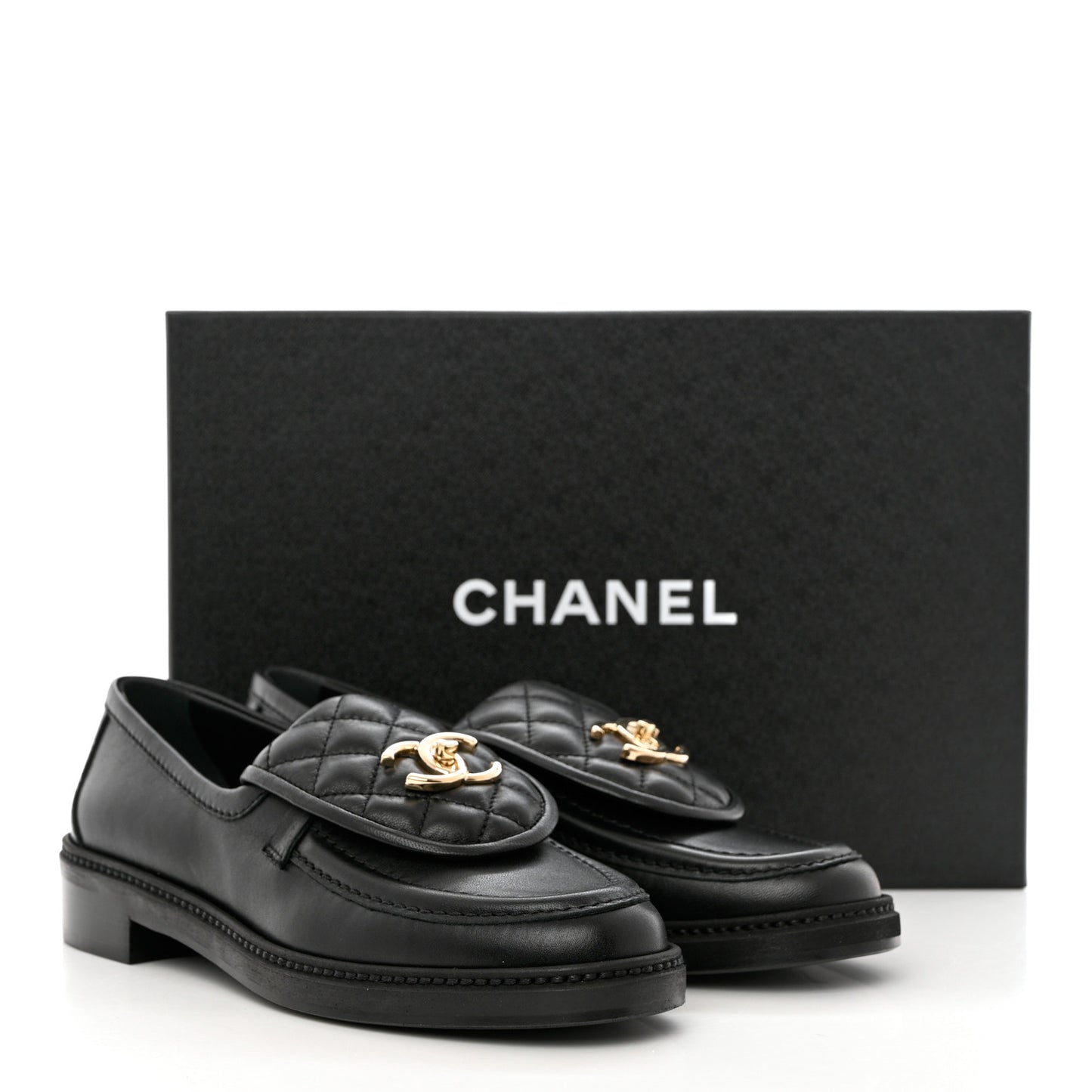 Lambskin Quilted CC Turnlock Loafers 37.5 Black