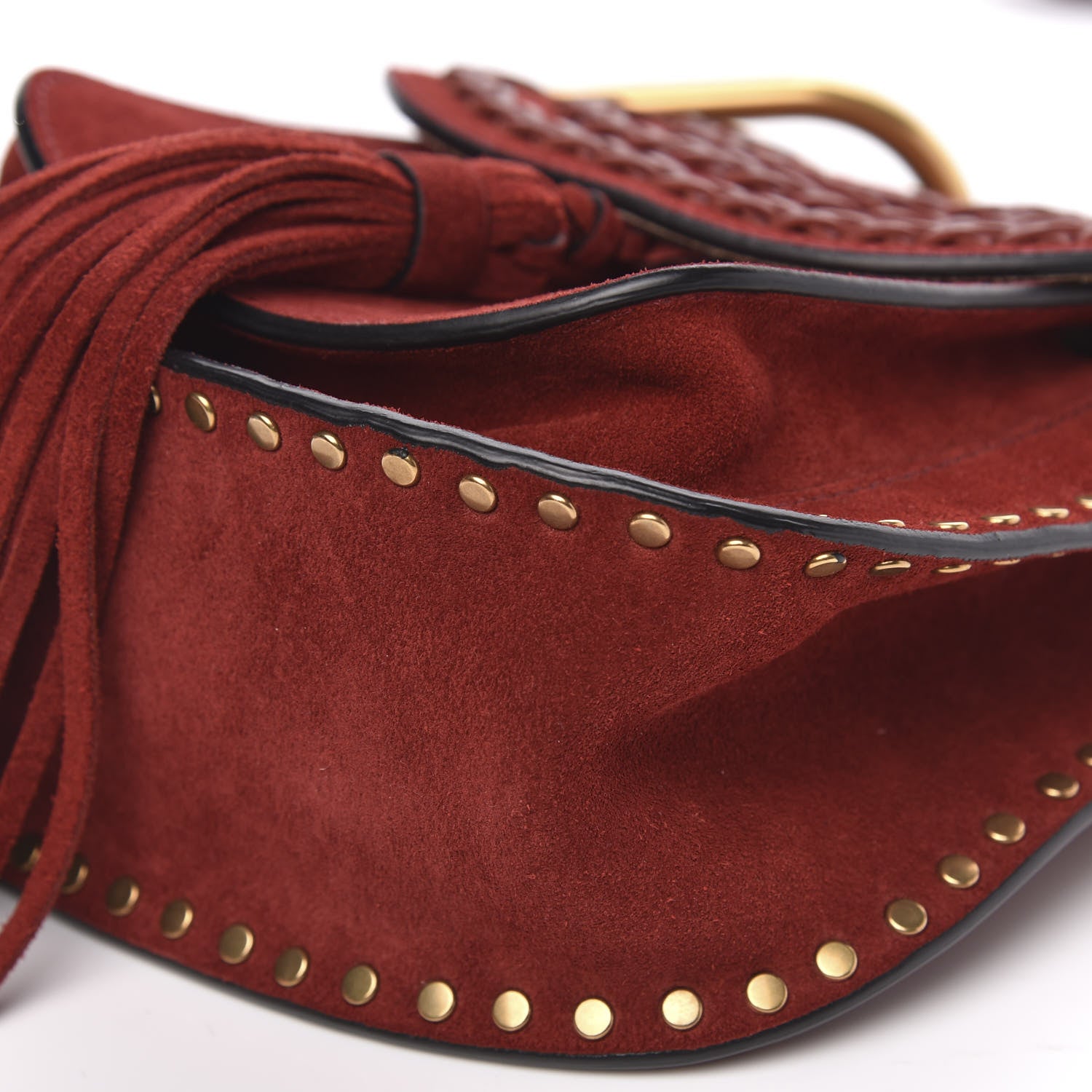 Chloe Suede Calfskin Braided Mini Hudson Shoulder Bag Sienna Red 9 of 9