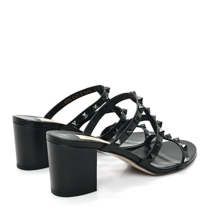 Valentino Garavani Calfskin Monochrome Rockstud 60mm Caged Slide Sandals 36.5 Black 5 of 9