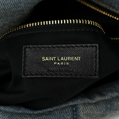 Saint Laurent Denim Quilted Medium Loulou Puffer Monogram Chain Satchel Blue Cinnamon 6 of 10