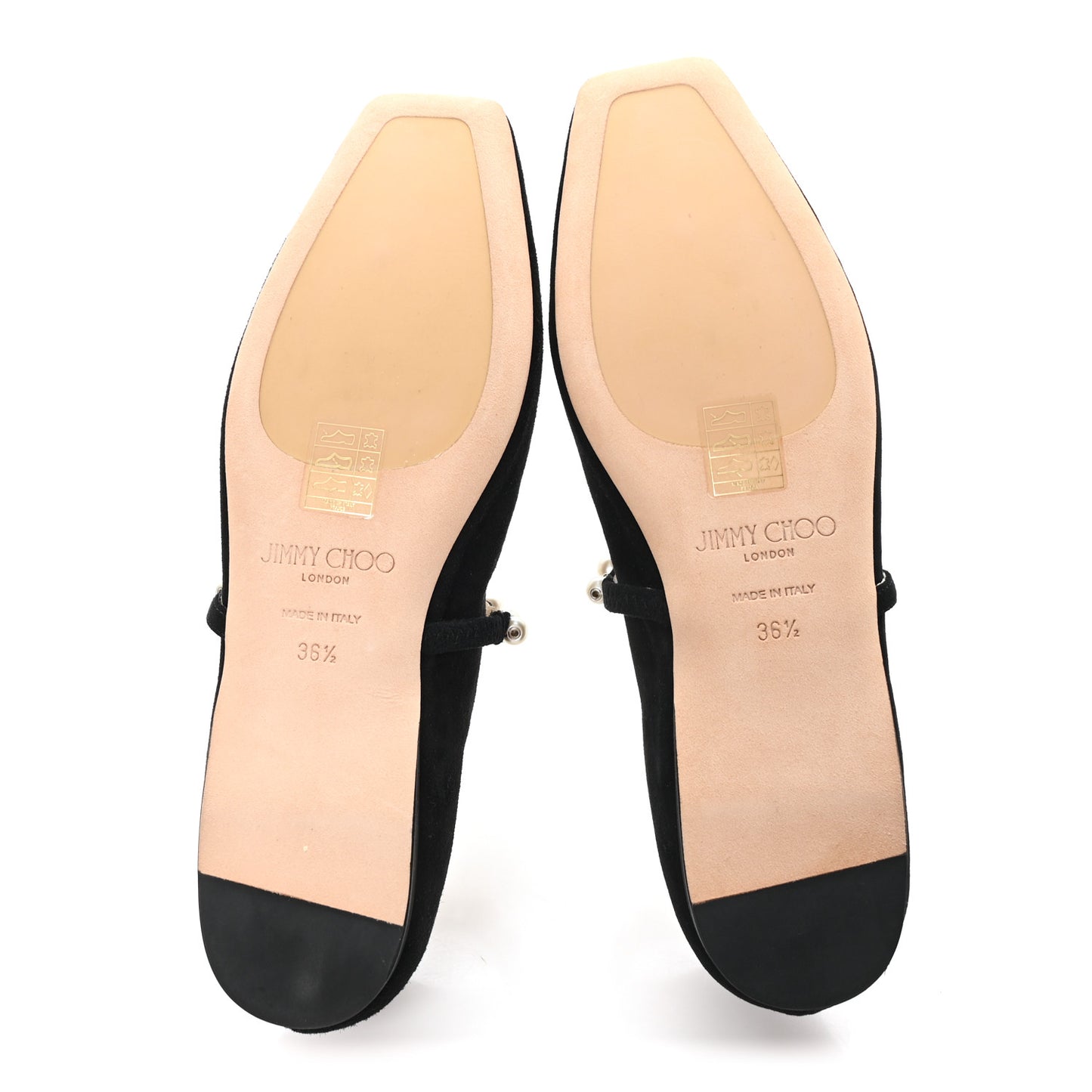 Suede Pearl Embellished Ade Flat 36.5 Black