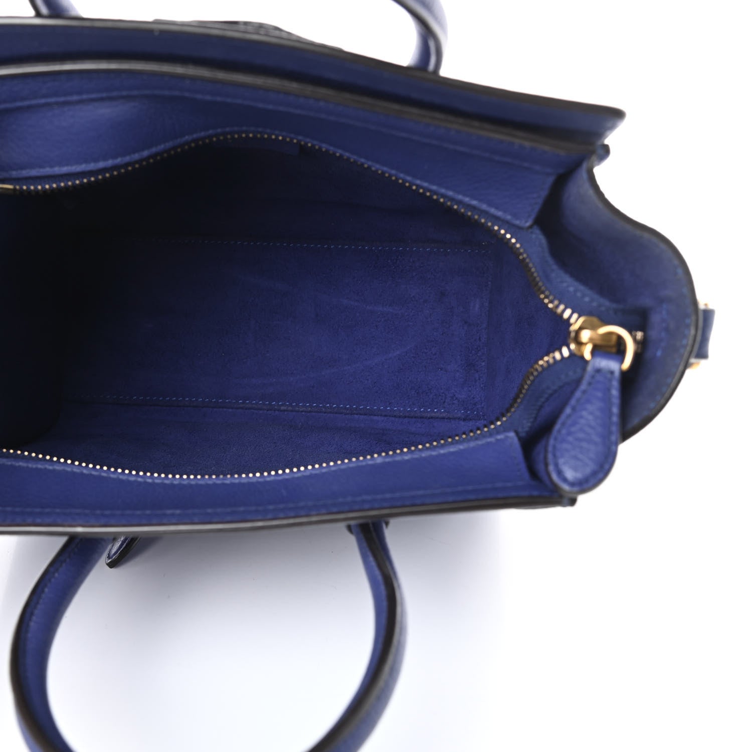 Celine Drummed Calfskin Nano Luggage Indigo 5 of 16
