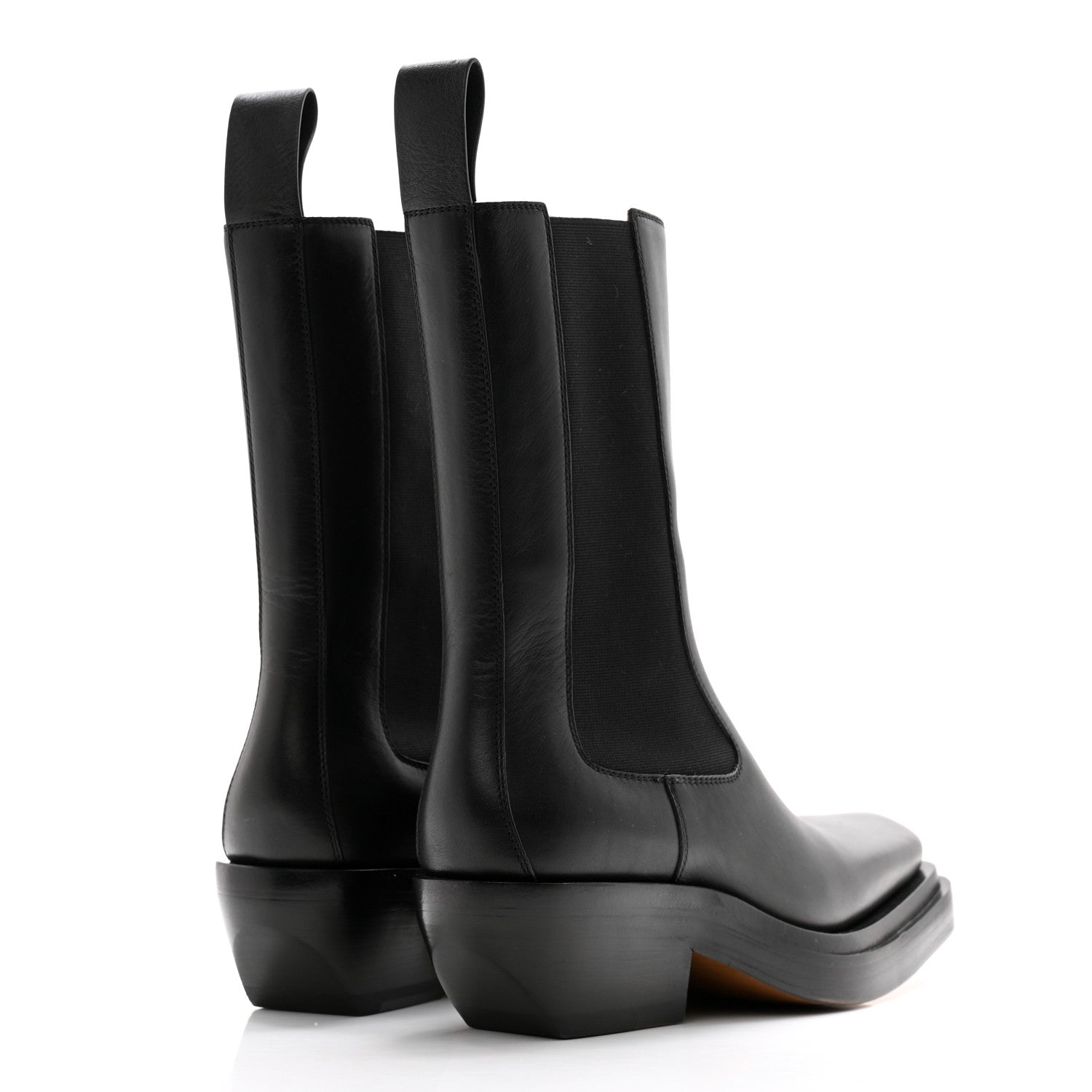 Bottega Veneta Calfskin Lean Mid-Calf Boots 37.5 Black 4 of 8