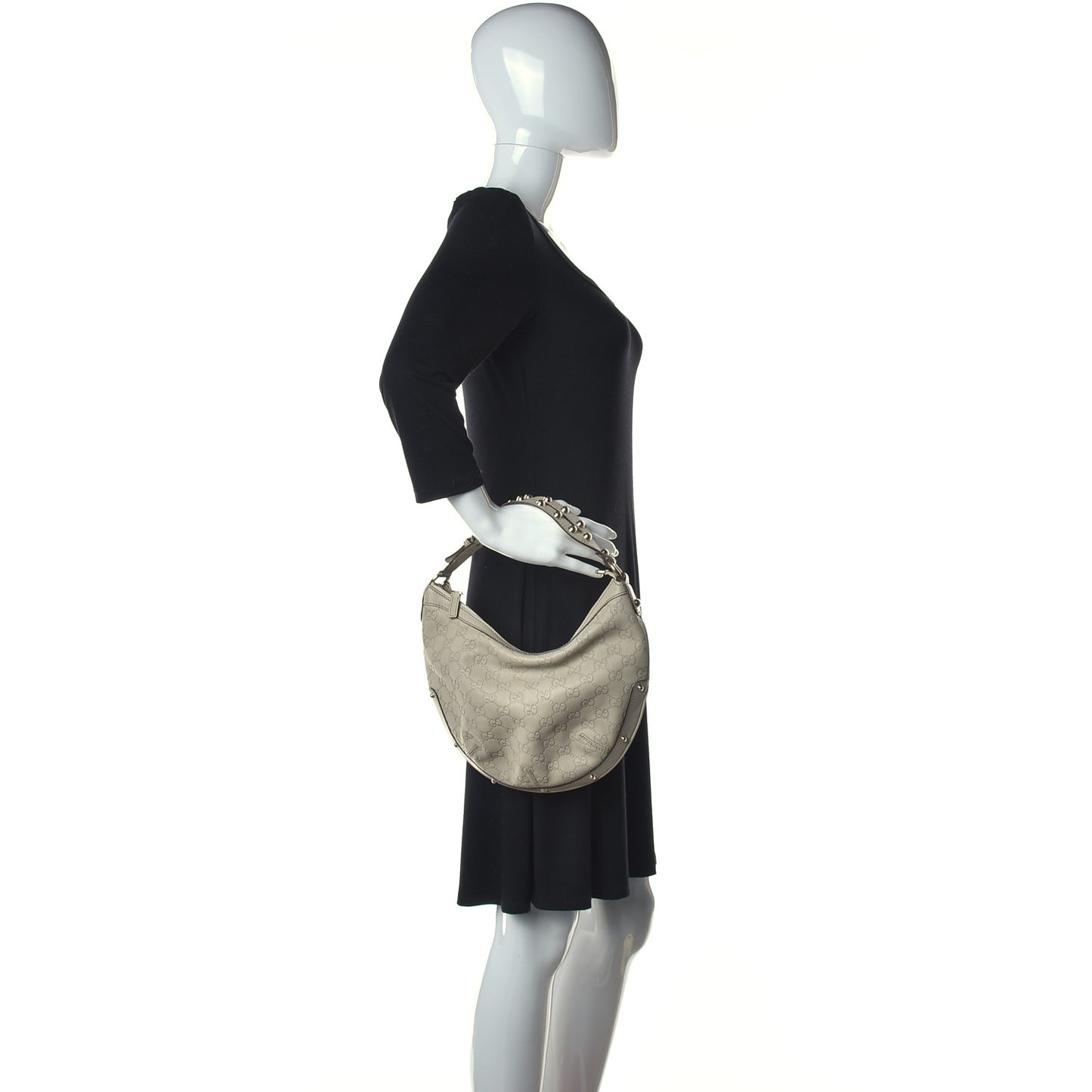Guccissima Biba Studded Hobo Off White