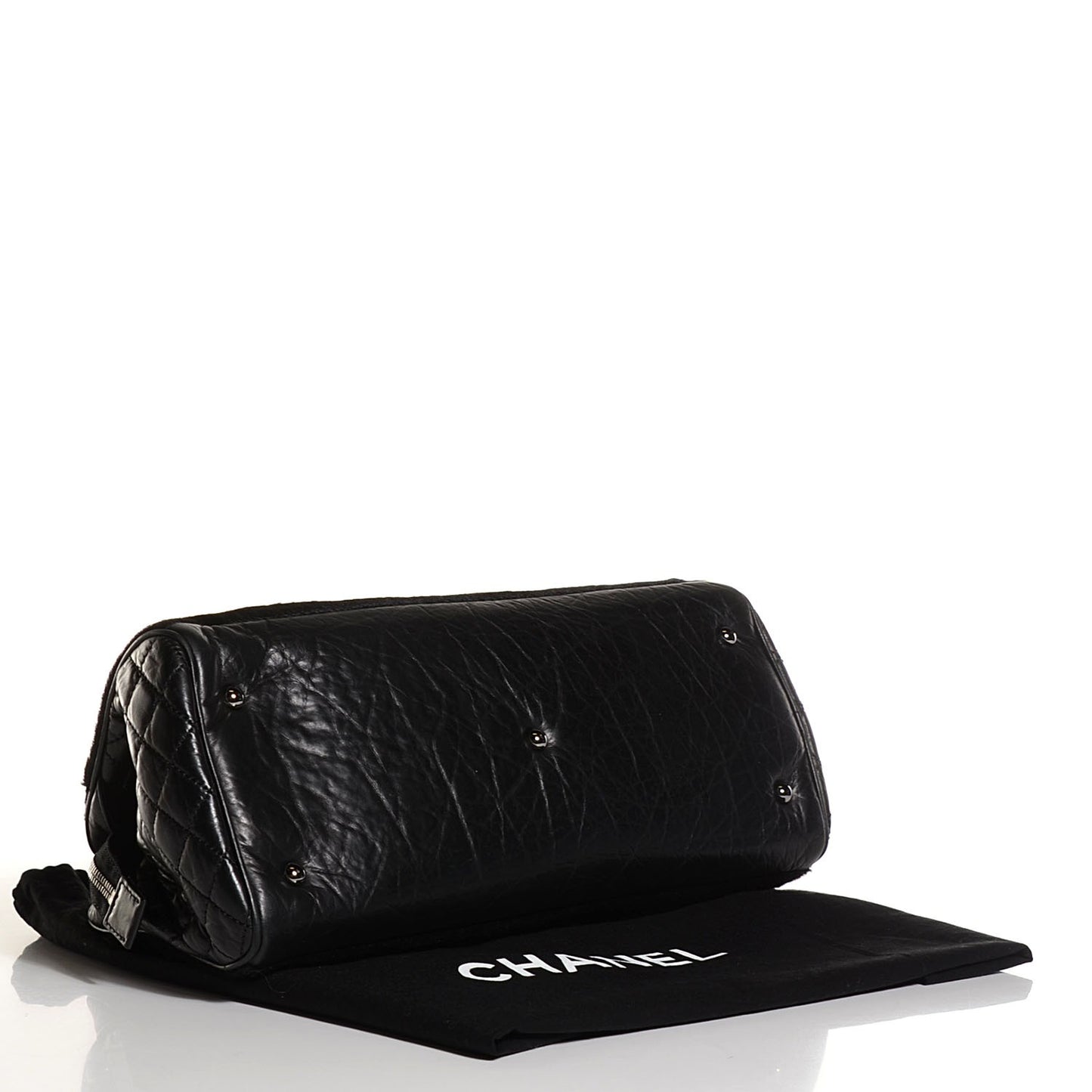 Aged Calfskin Pony Hair Quilted Miss Pony Bowler Black