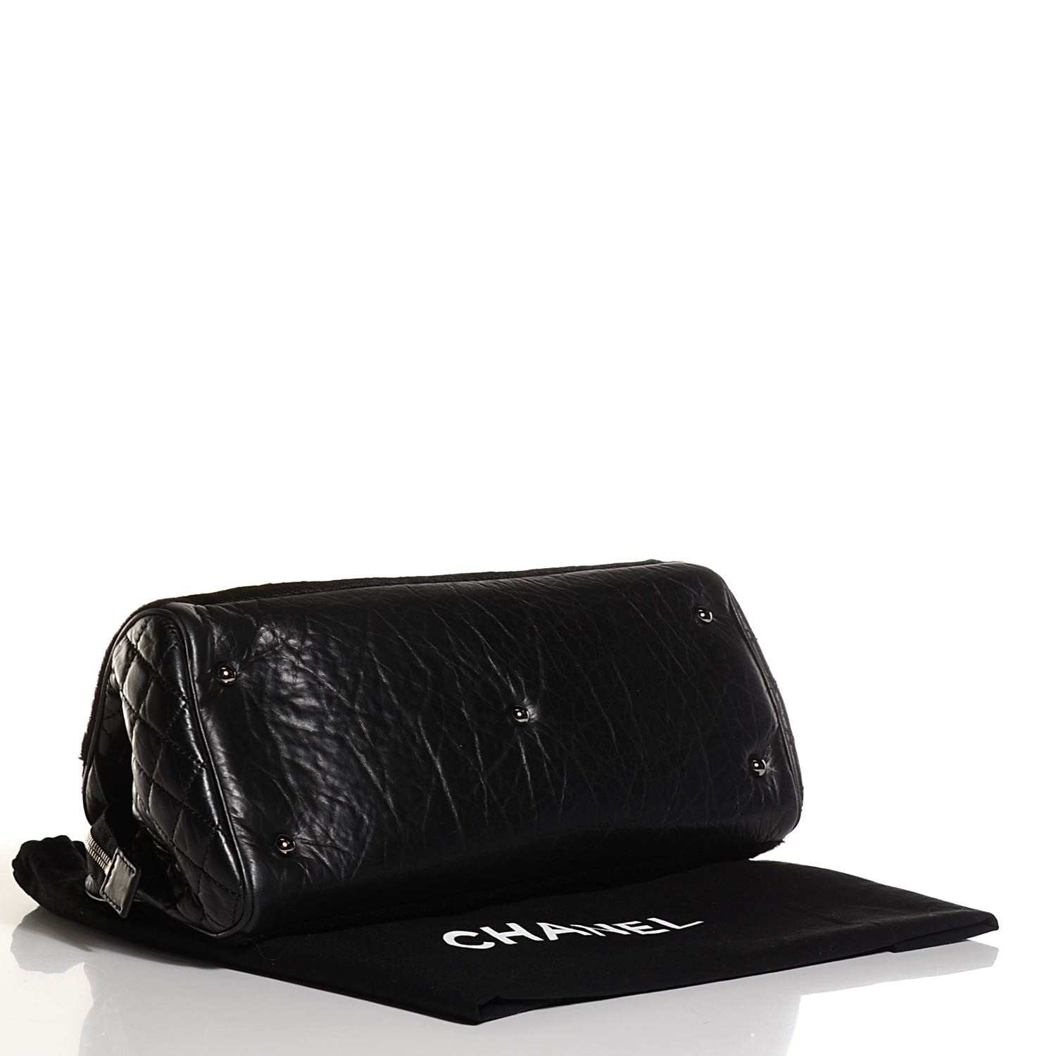 Chanel Aged Calfskin Pony Hair Quilted Miss Pony Bowler Black 4 of 7