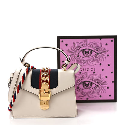 Gucci Calfskin Mini Sylvie Top Handle Bag White 13 of 13