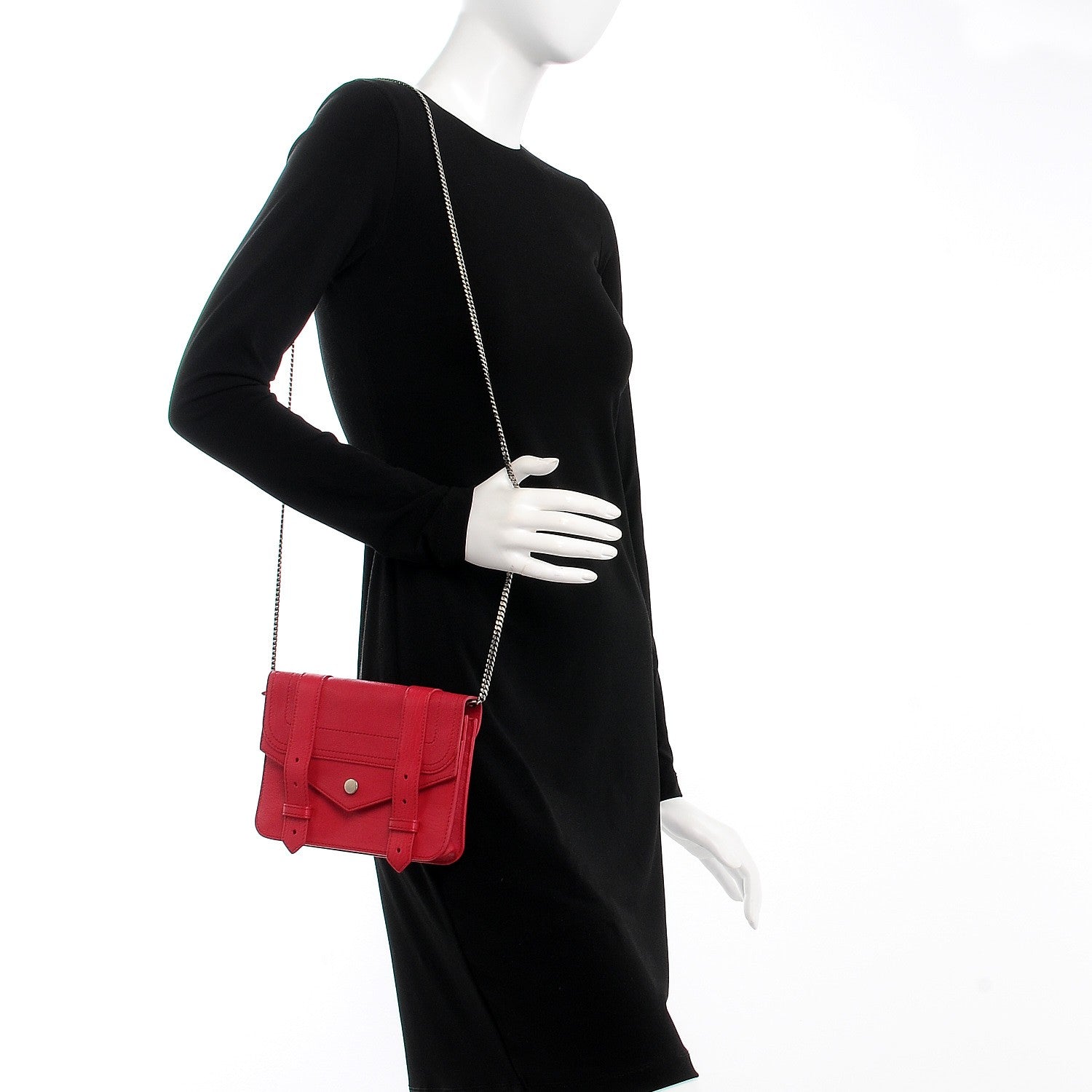 Proenza Schouler Lambskin PS1 Large Chain Wallet Red 2 of 8
