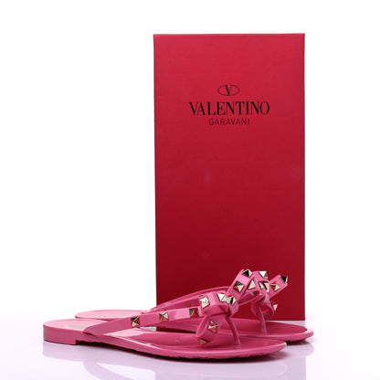 Valentino Garavani PVC Jelly Rockstud Bow Thong Sandals 38 Pink 9 of 9