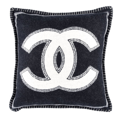 Chanel Merino Wool Cashmere CC Pillow Black White 2 of 4