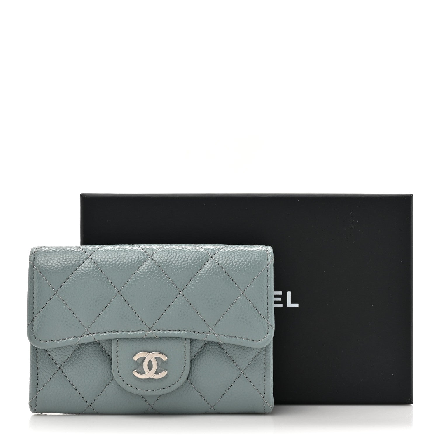 Chanel Caviar Quilted Flap Card Holder Wallet Blue 8 of 8
